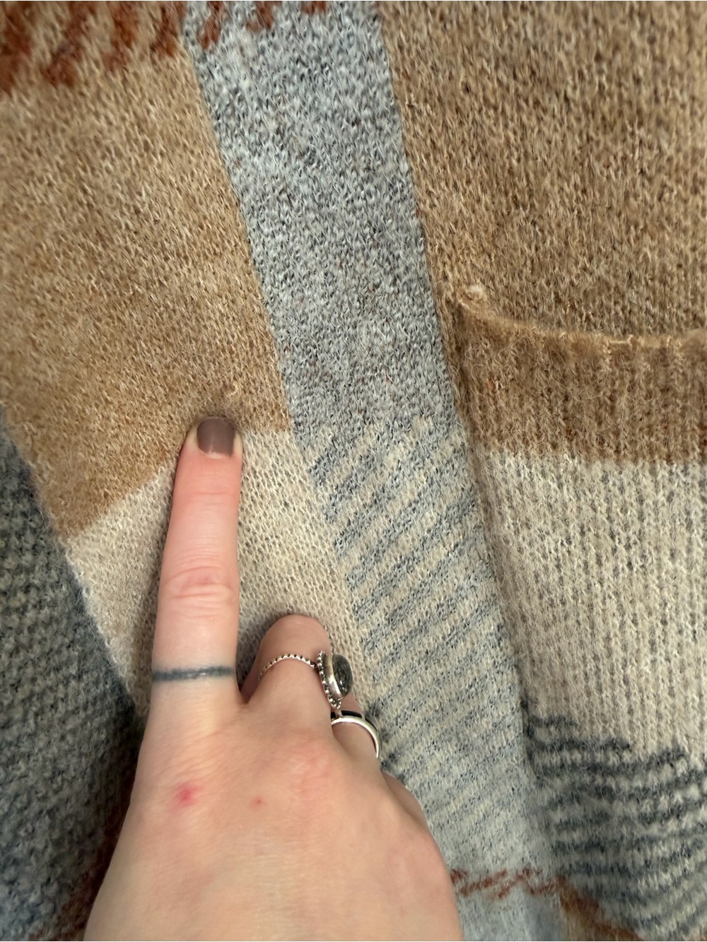 Joseph A Hooded Plaid Open-Front Cardigan Coatigan Grey Beige 1X - Picture 12 of 14